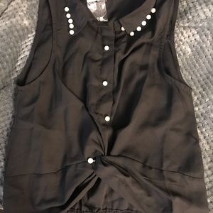 Black crop top with pearls